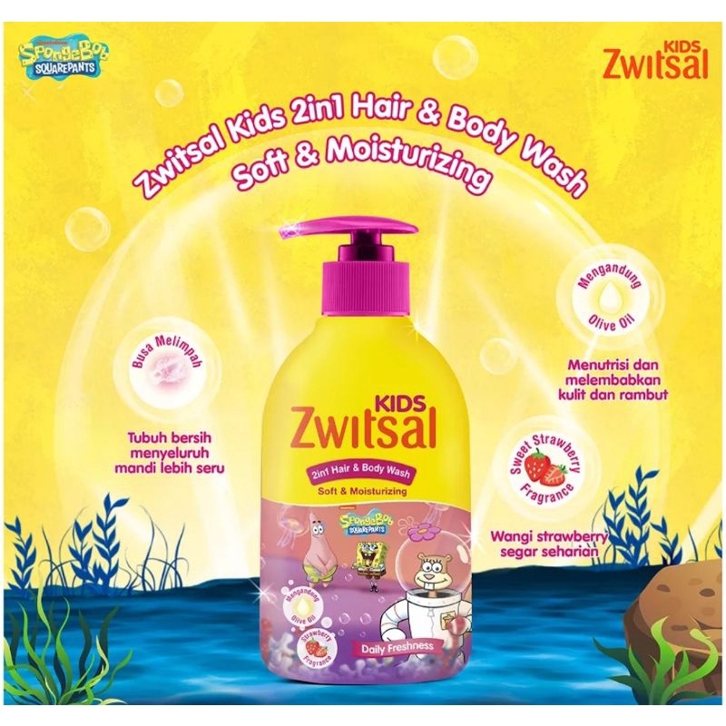 Zwitsal Kids 2in1 Bath + Shampoo- Zwitsal Anak Sabun Mandi Cair & Shampoo Anak 2in1- Zwitsal Bubble 