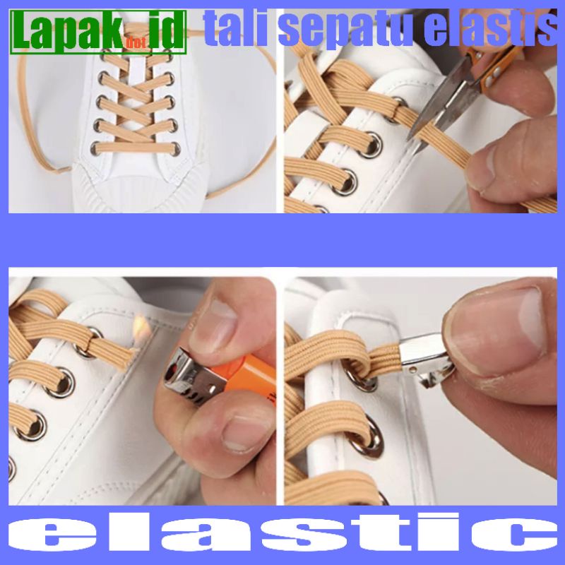 tali sepatu elastis slipon dengan metal clip lock