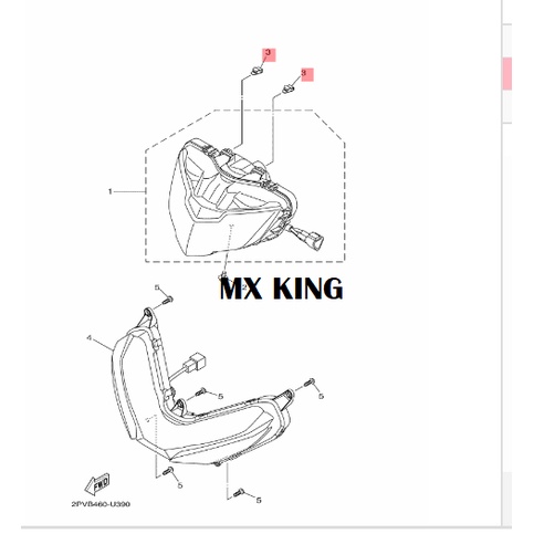 CLIP KLIP REFLEKTOR LAMPU DEPAN VIXION NVL NVA JUPITER Z Z1 115 ROBOT MX KING 150 VEGA R NEW ZR FORCE FI ORIGINAL YGP 3S0-H4374-00