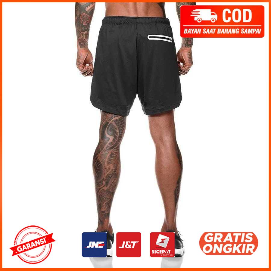 Celana Pendek Olahraga Gym Pria Double Layer GY003