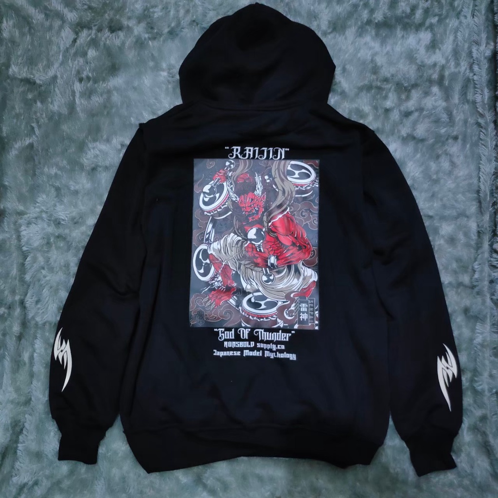 Hoodie Anime Jin Merah Raiijin Good Off Thunder 5 0018 Sweater Anime Jepang / Sweater Anime / Anime Manga AlvaCloth Premium