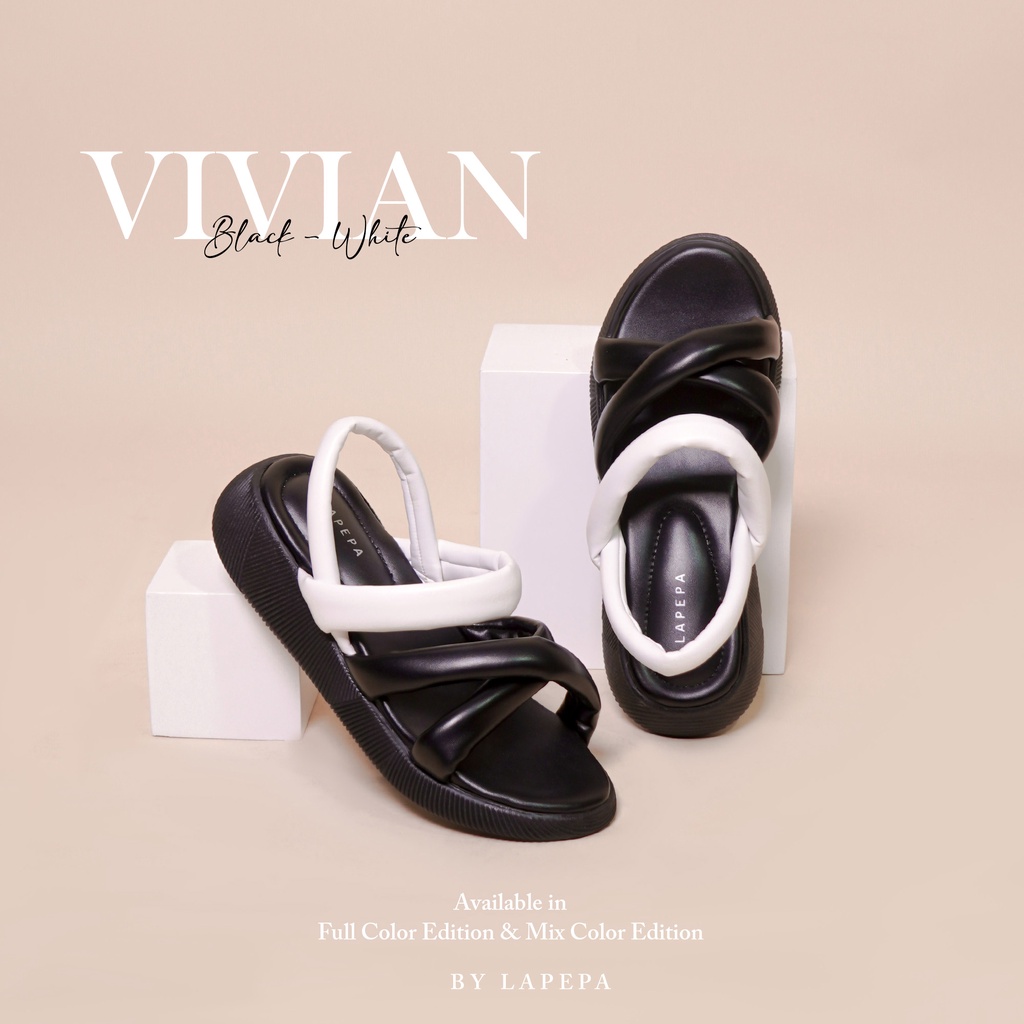 AVLINSTORE - tipe VIVIAN mix color Sepatu Sandal Wanita Wedges Model Silang dua Tali Strap Belakang Hak Tinggi Sole 3 cm