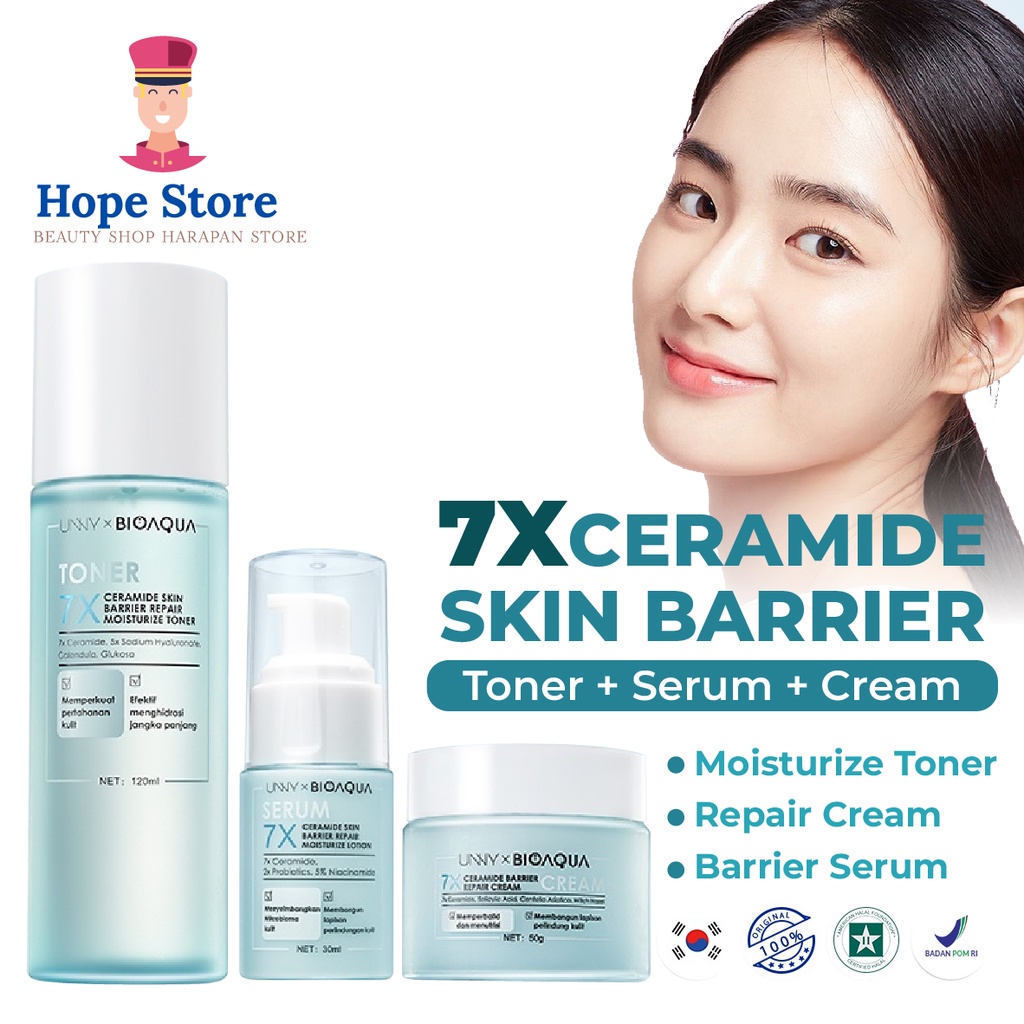 Hope Store - BIOAQUA 7X Ceramide Skin Barrier Repair Moisturizer Cream 50g / Toner 120ml / Serum 30ml