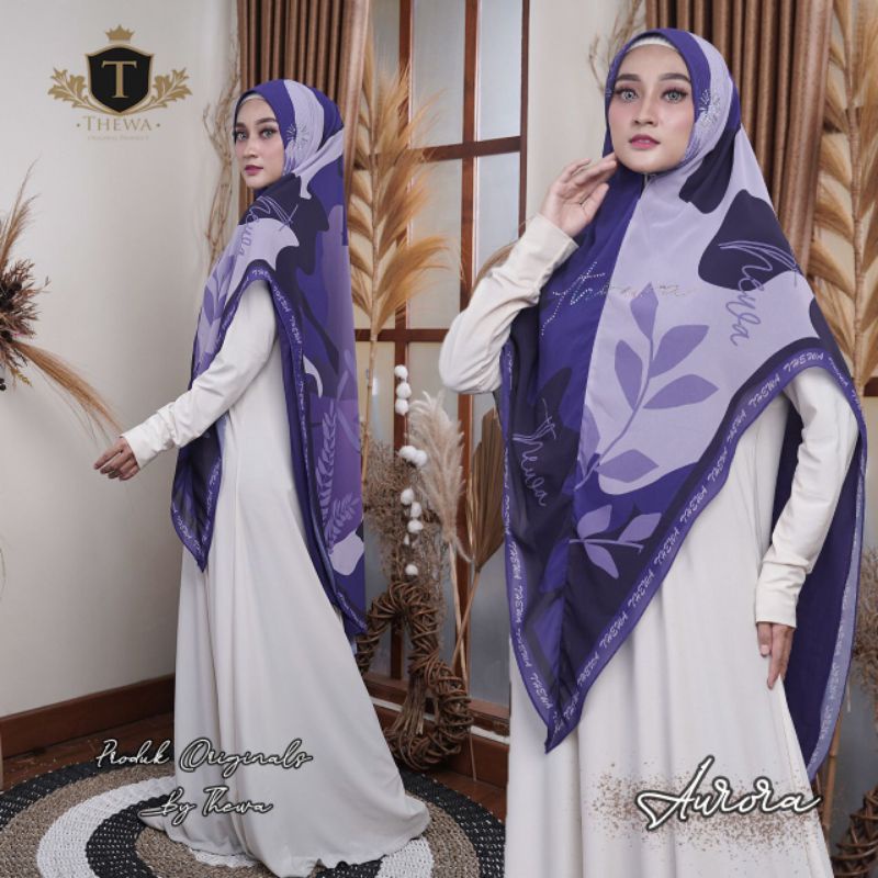 Khimar printing payet / khimar motif aurora payet ori Thewa / jilbab instan motif / hijab ceruty bab