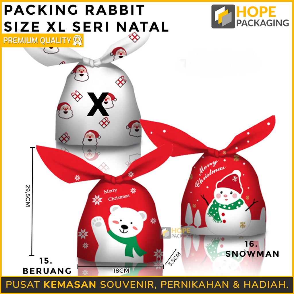 [5 PCS] Packing Rabbit Ear Uk. XL Plastik Cookies Kemasan Kue Lucu Packaging Bunny / Rabbit plastik ultah happy birthday