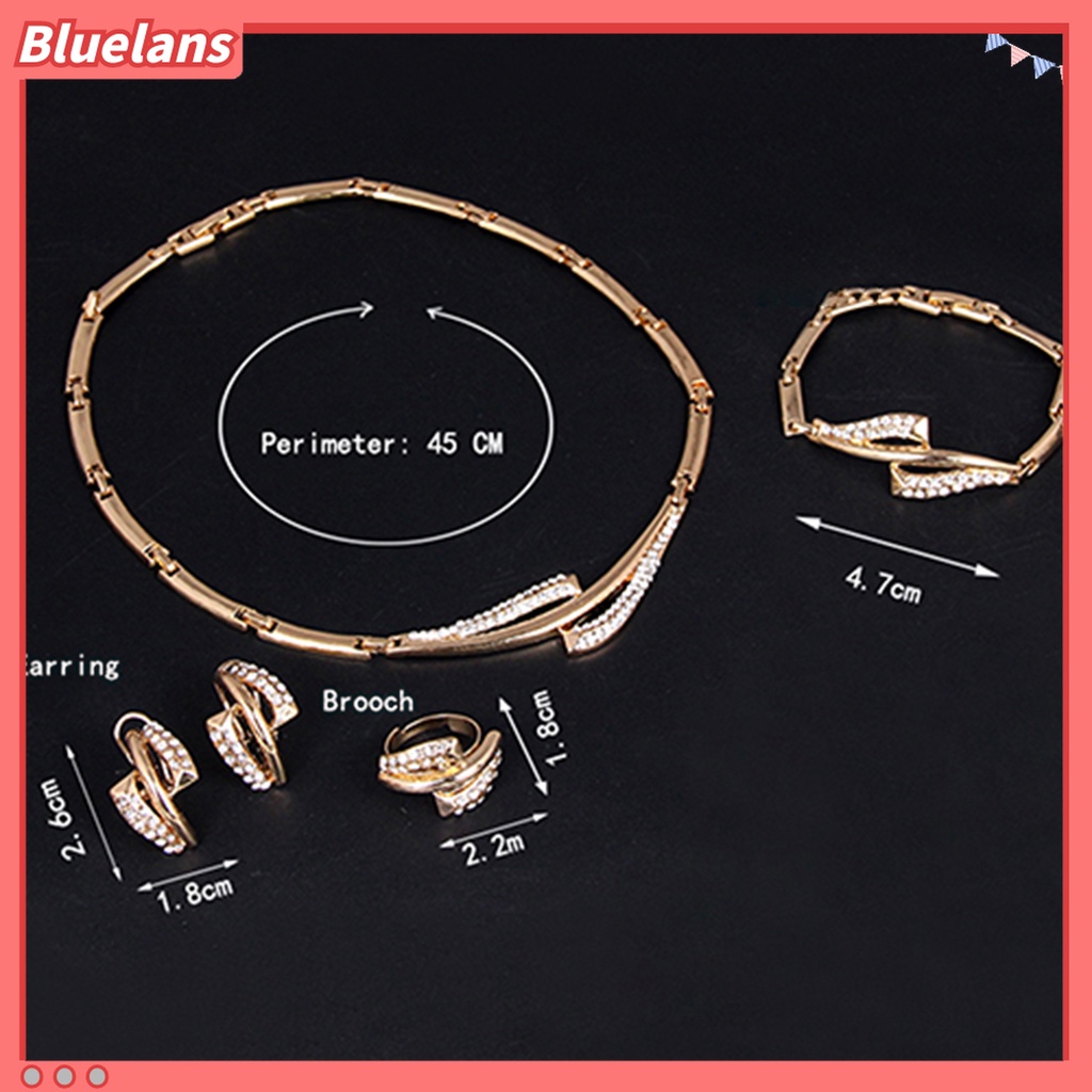 Bluelans Set Kalung Cincin Anting Gelang Desain Waterdrop Hollow Untuk Wanita