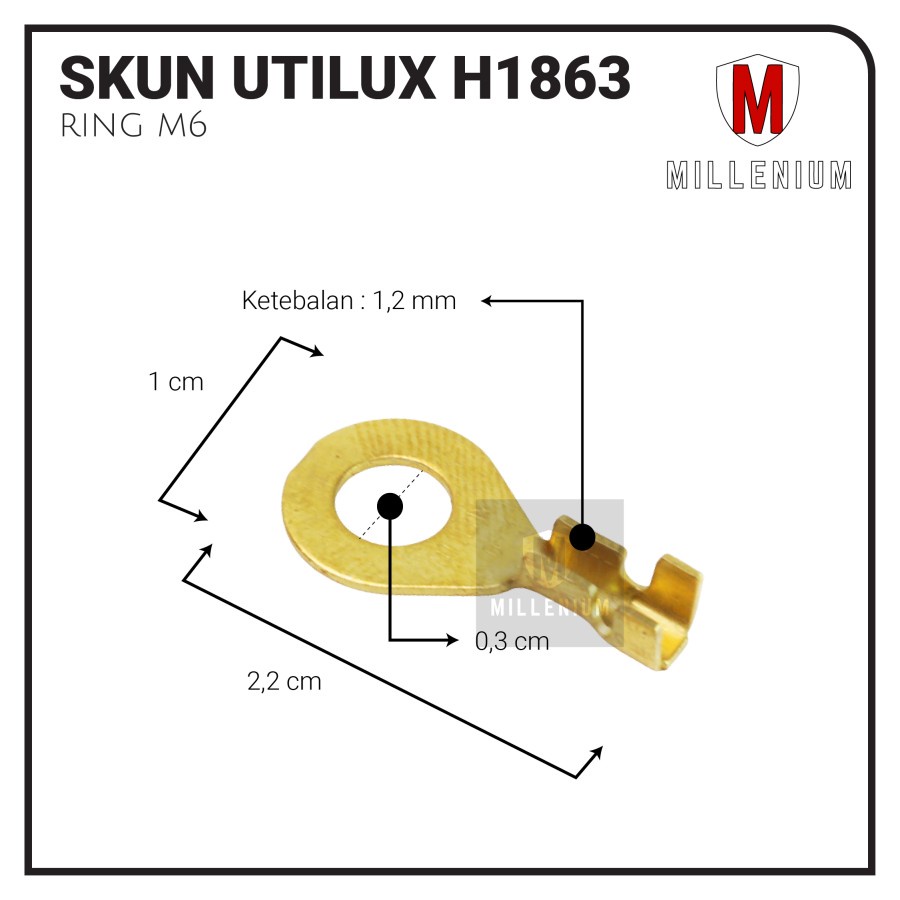 TERMINAL SKUN UTILUX RING GEPENG UKURAN BAUT 10 M6 DIAMETER 6MM H1863 ORIGINAL