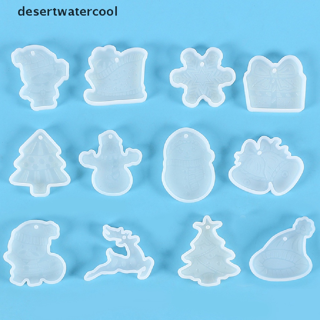 1 Pc Cetakan Resin Kristal Epoksi Bentuk Snowflake Rusa Pohon Natal Bahan Silikon Untuk Gantungan Kunci