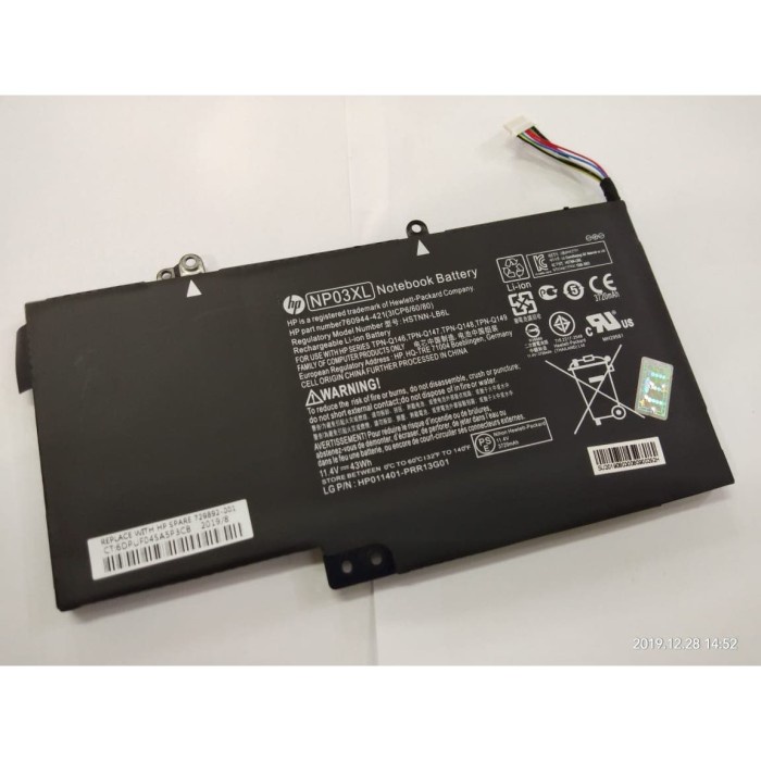 Baterai Original HP Polymer NP03XL X360 13-A010DX HSTNN-LB6L