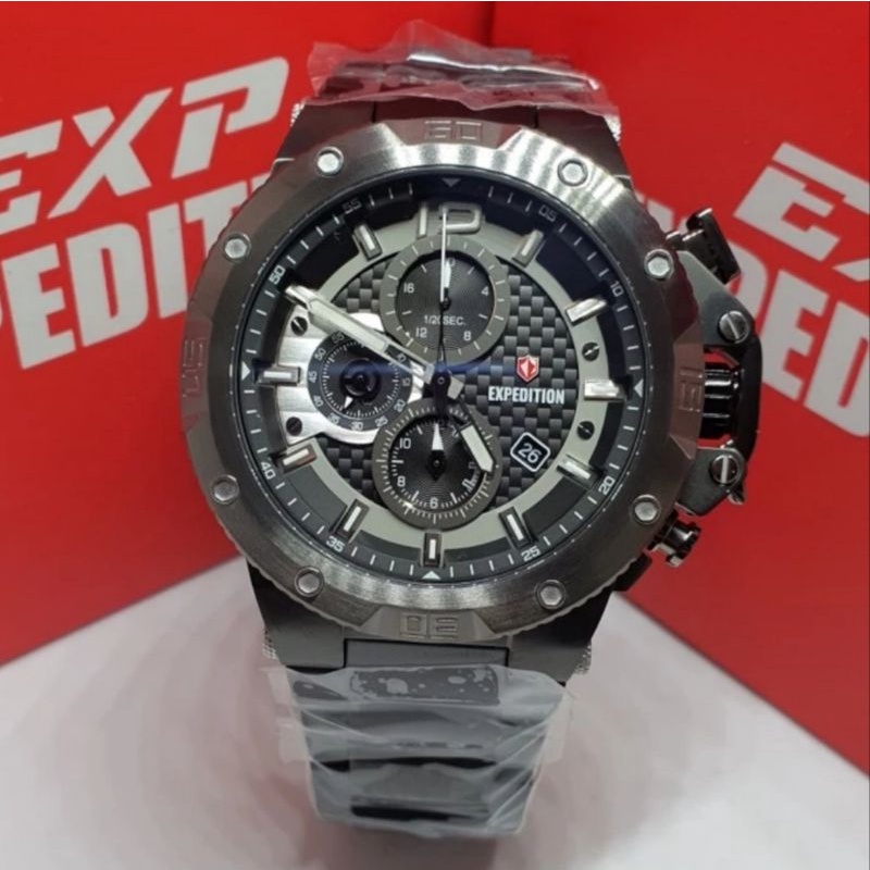 Jam Tangan Pria Expedition E 6751 E6751 6751M Full Black Gun Original 46mm