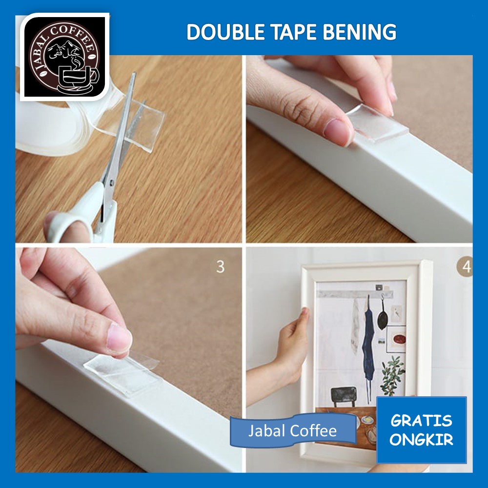 Double Tape Ajaib Serbaguna / Double Tape Nano Bening Transparan 1 Meter / Nano Tape 1 Meter