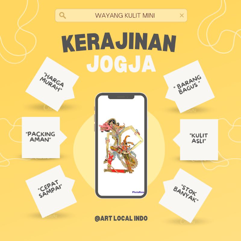Wayang Kulit Cakil Alusan Kulit Kerbau Ukuran Standar dalang