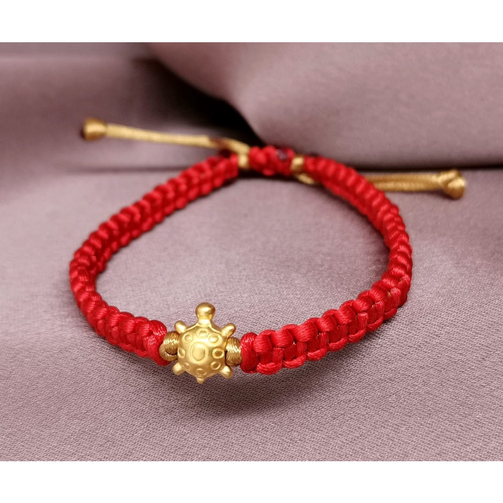 Gelang Charm Kura Kura Bulat Emas kadar 24k HK Hongkong 999.9% 9999 & Gelang Serut