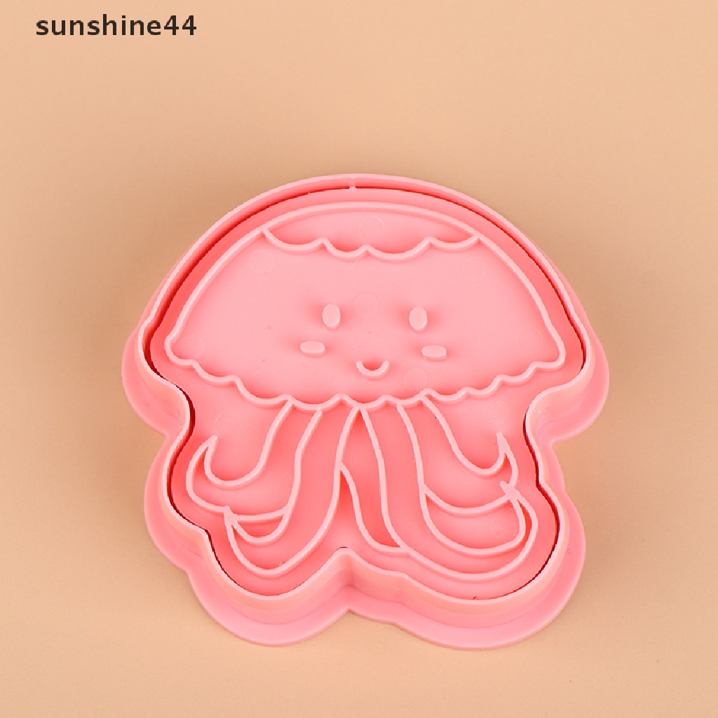 Sunshine 8Pcs / Set Cetakan Kue / Biskuit Bentuk Binatang Laut 3D