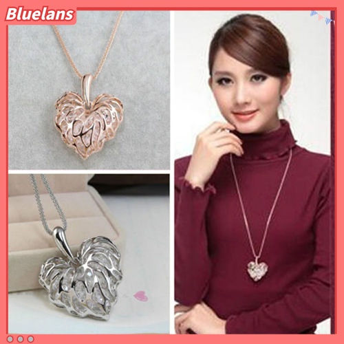 Kalung Rantai Panjang Model Hollow Bentuk Hati Untuk Wanita