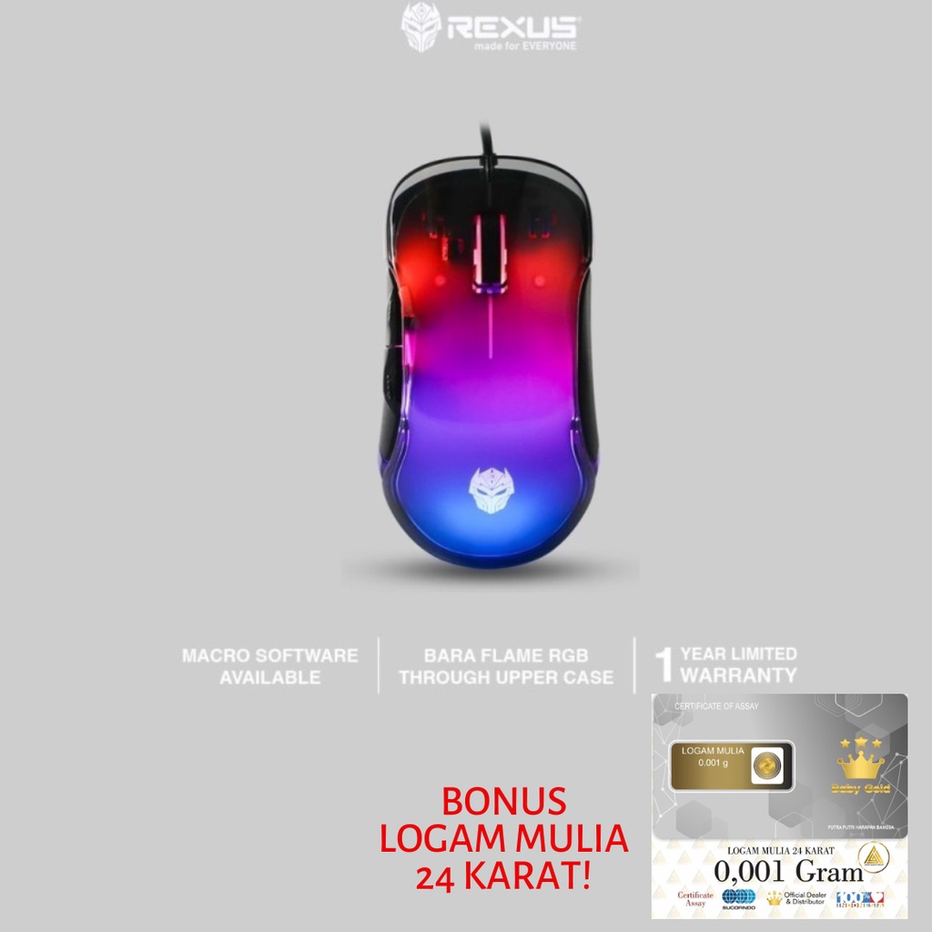 Rexus Xierra X17 Bara Crystal RGB Mouse Gaming