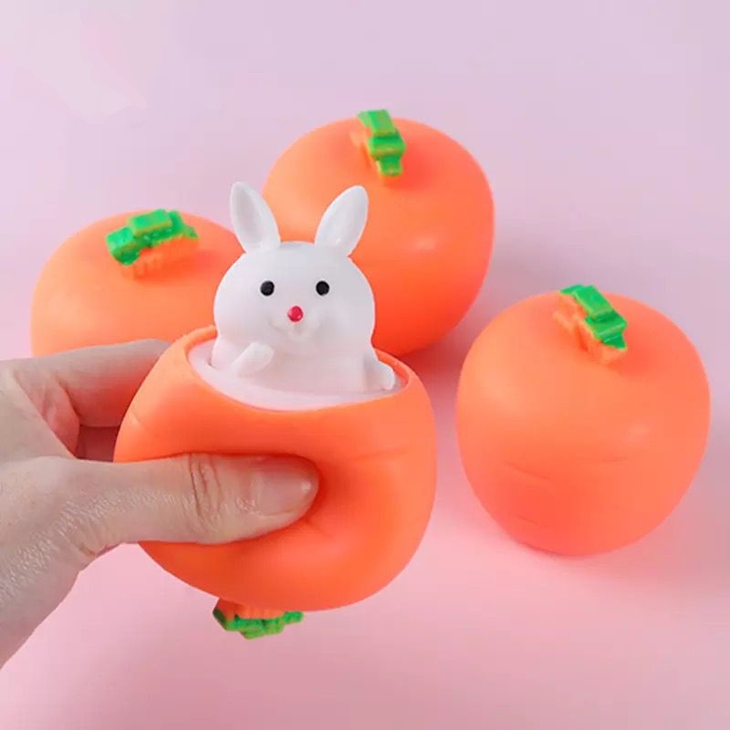 Mainan Squishy Anti Stress Kelinci Pop It Rabbit Carrot