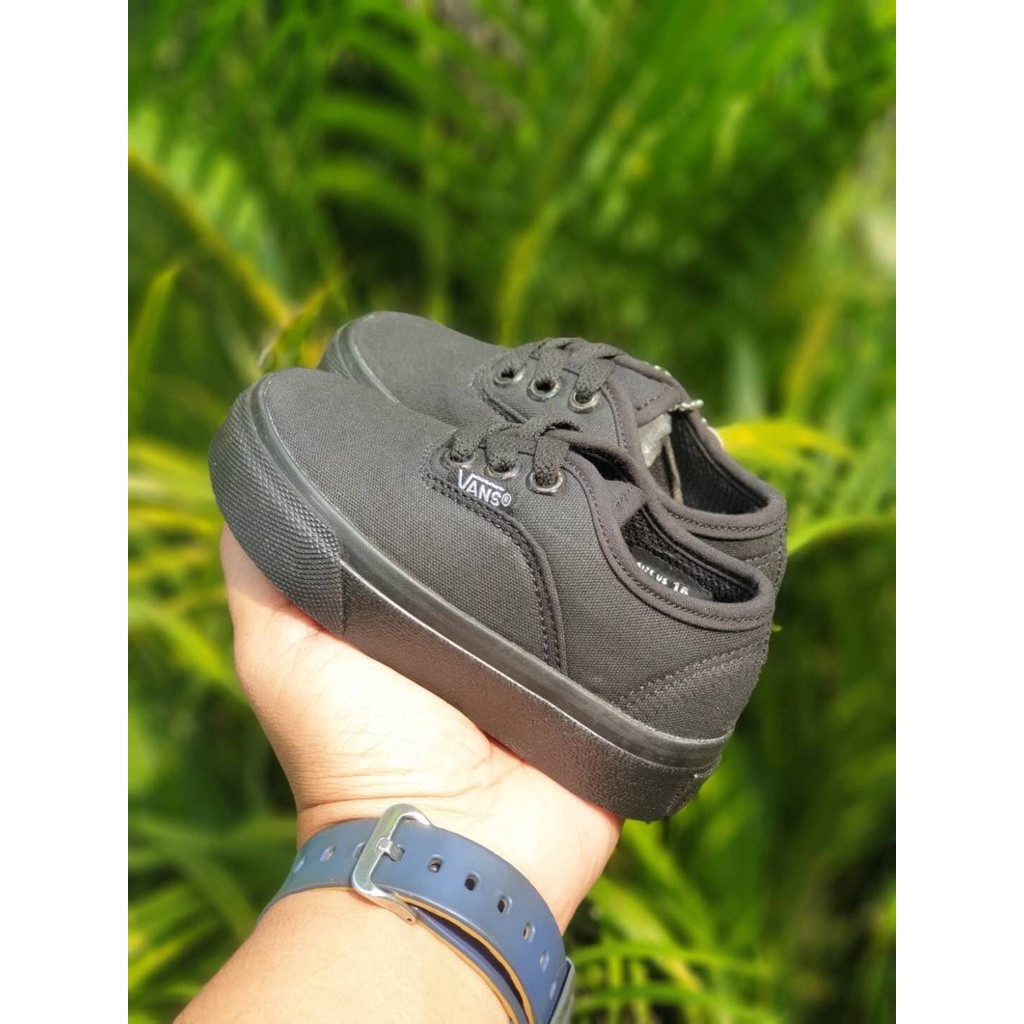 Sepatu anak vans kids hitam polos unisex laki-laki perempuan