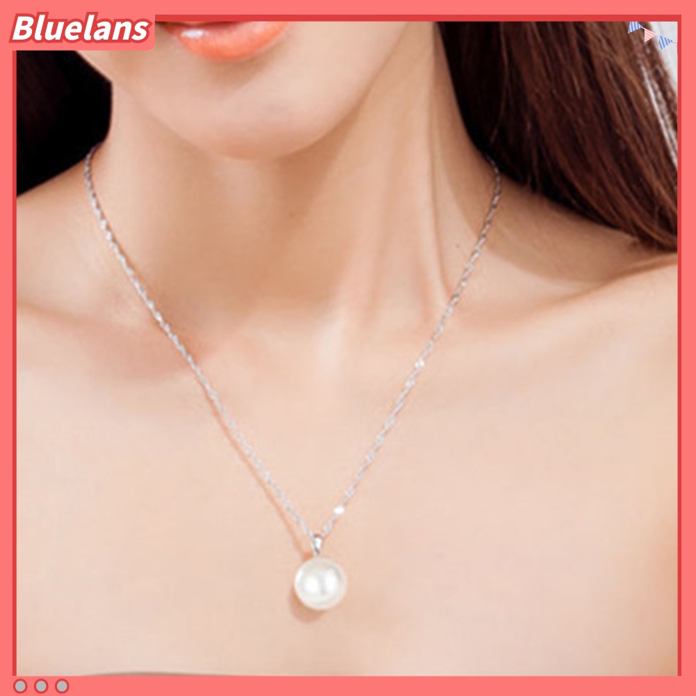 Bluelans Fashion Women Round Faux Pearl Pendant Necklace Party Long Chain Jewelry Gift