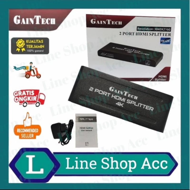 Hdmi Splitter 2 Port Gaintech Spliter - 2 Port