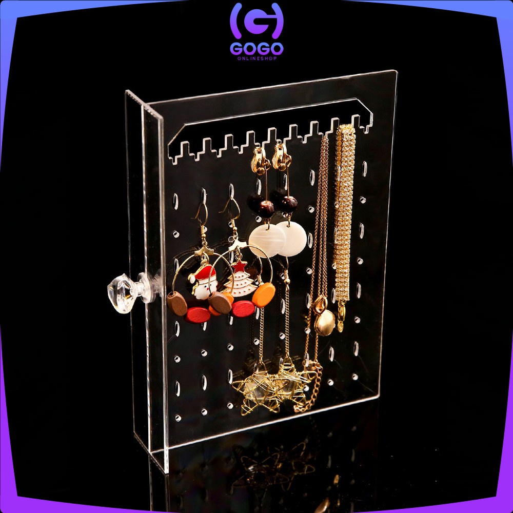 GOGO-K136 Kotak Perhiasan Tingkat 4 Laci Rak Acrylic Organizer Anting Cincin Anti Debu / Tempat Penyimpanan Aksesoris Kalung Wanita Rak Kosmetik Multifungsi
