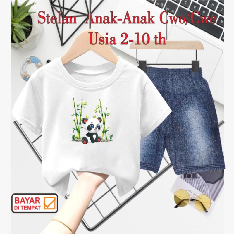 ((IB))SETELAN ANAK2 UNISEX SEMI JEANS/PANDA DIGITAL SABLON