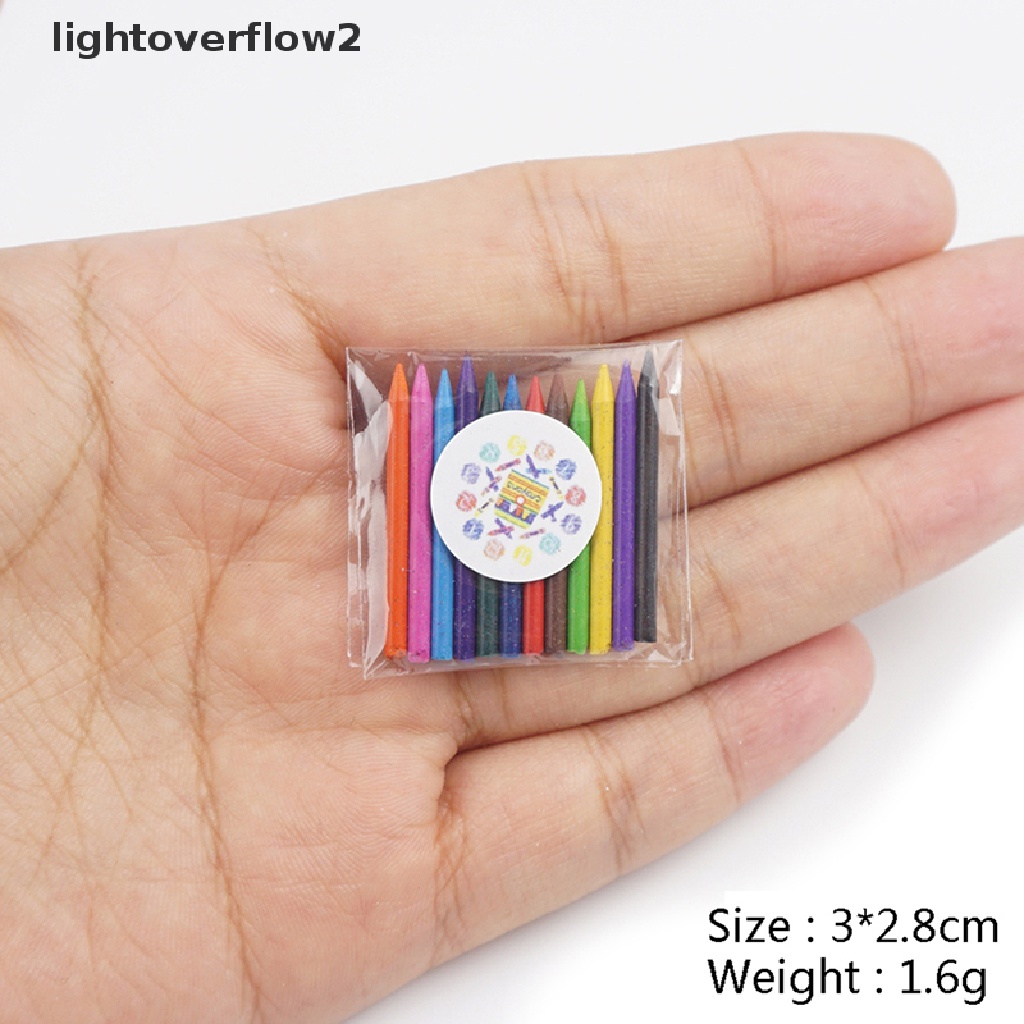 (lightoverflow2) 1 Set Mainan Miniatur Krayon Cat Air Skala 1: 12 Untuk Dekorasi Rumah Boneka