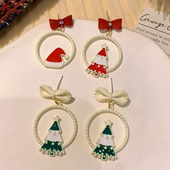 Anting Stud Bahan 925 Silver Gaya Korea Untuk Pesta Natal
