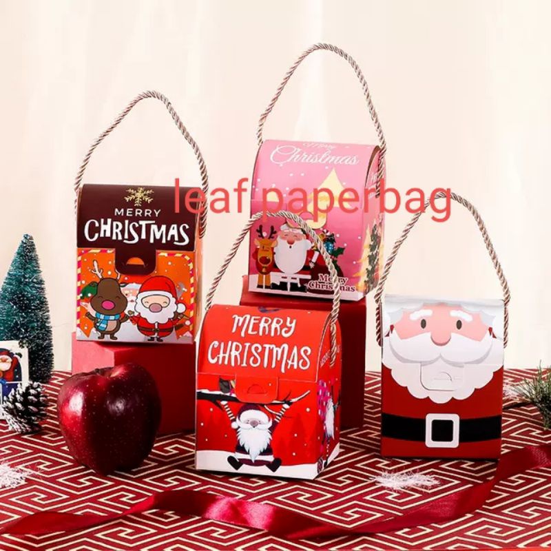 

Paper bag natal candy box christmas chocolate box kotak natal kecil kardus natal dus tas jinjing christmas santa claus sinterklas merah tahun baru murah tebal mewah medan