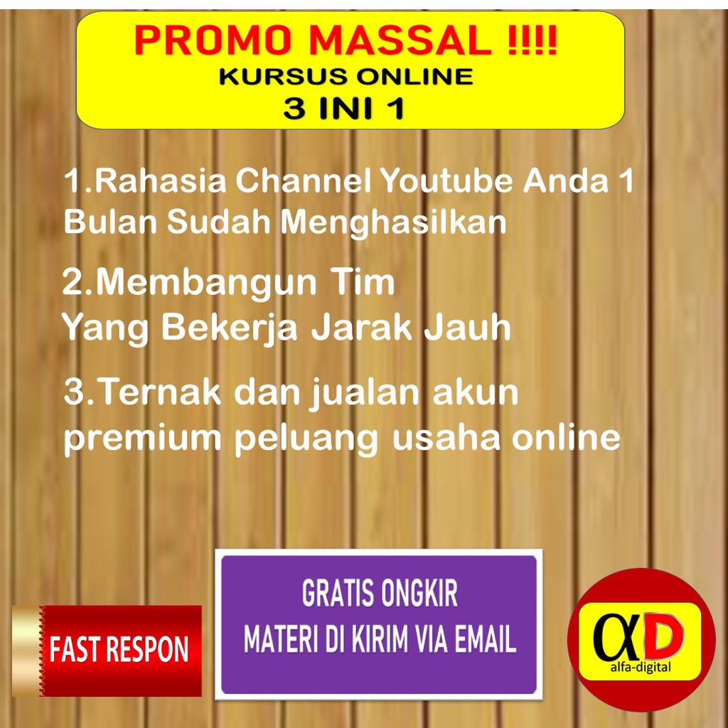 ECOURSE PROMO MASSAL TERMURAH1.Rahasia Channel Youtube Anda 1 Bulan Sudah Menghasilkan 2.Membangun T