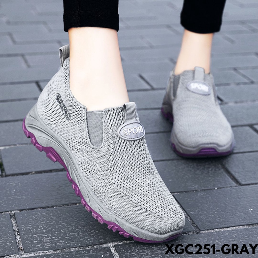 SEPATU SNEAKERS WANITA BERTALI POLOS PRAKTIS MUDAH CAKEP BAHAN MESH IMPORT GC251