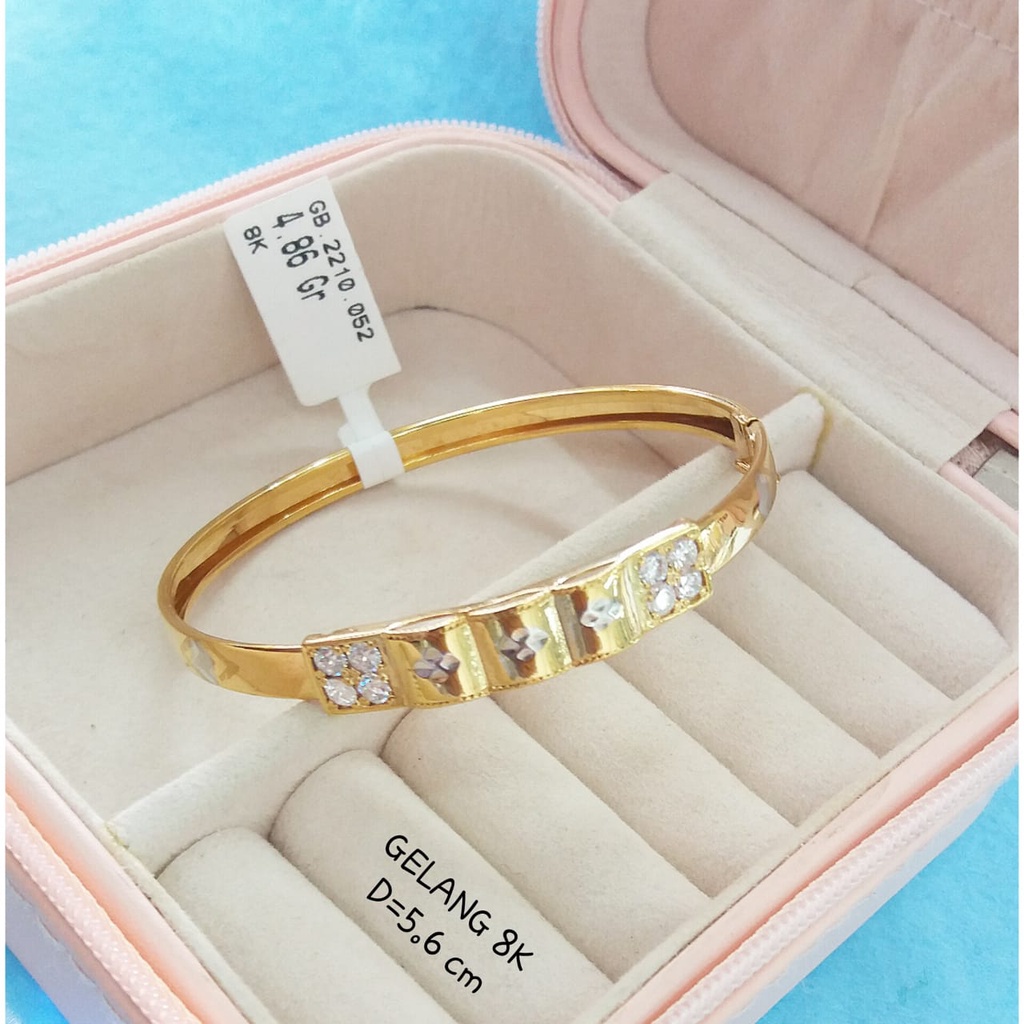 Gelang pipa mata kadar 375 8karat wanita dewasa berat 4.86gram diameter 5.6cm