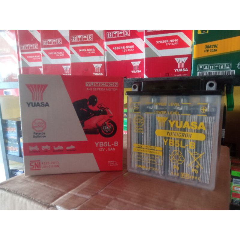 aki basah mio sporty suprax 100 megapro,vega jupiter lama yuasa yb5l-b 12V 5Ah