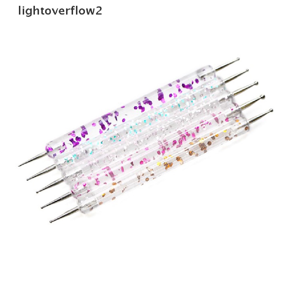 (lightoverflow2) 5pcs / Set Pena Dotting 2 Sisi Untuk Nail Art / Manicure (ID)