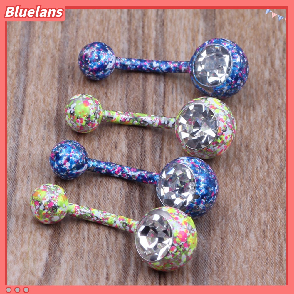 Cincin Tindik Tubuh Bentuk Bola Barbel Bahan Cubic Zirconia Warna-Warni Untuk Wanita