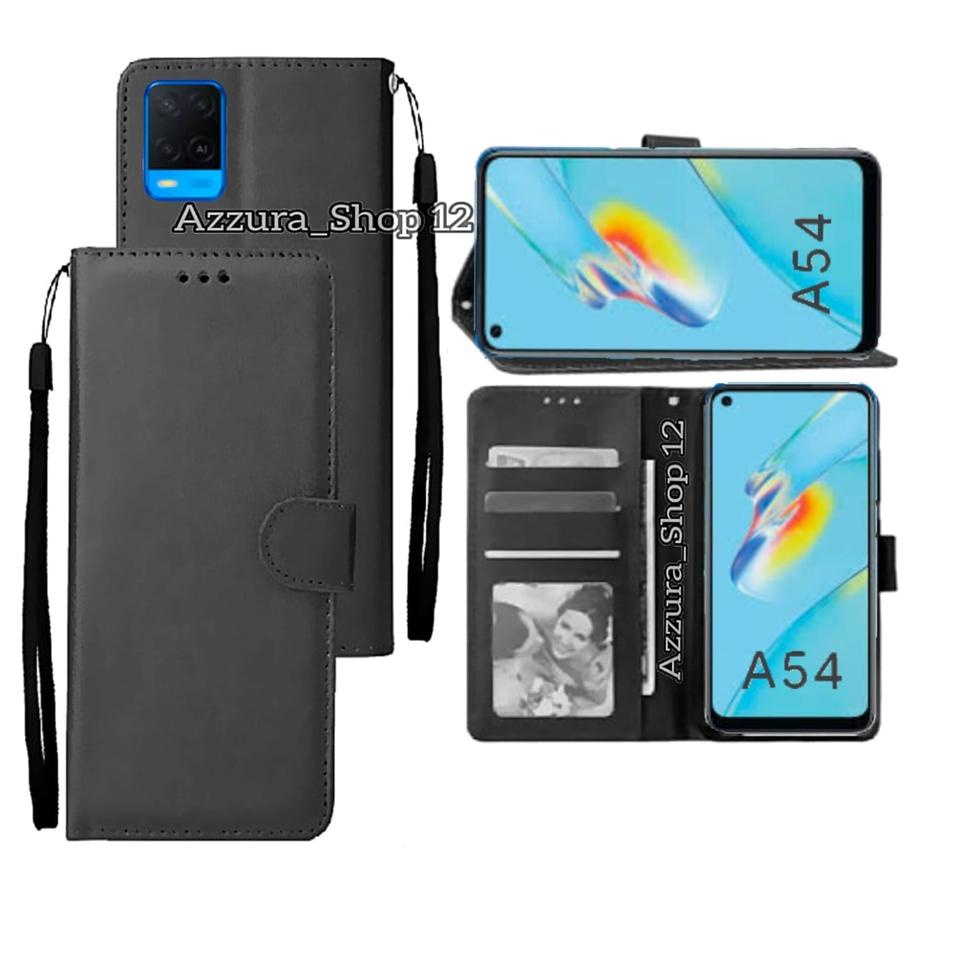Cuci Gudang LEATHER CASE FLIP UNTUK OPPO A54 2021 - FLIP WALLET CASE KULIT OPPO A54 2021 - CASING DOMPET-FLIP COVER LEATHER-SARUNG BUKU HP