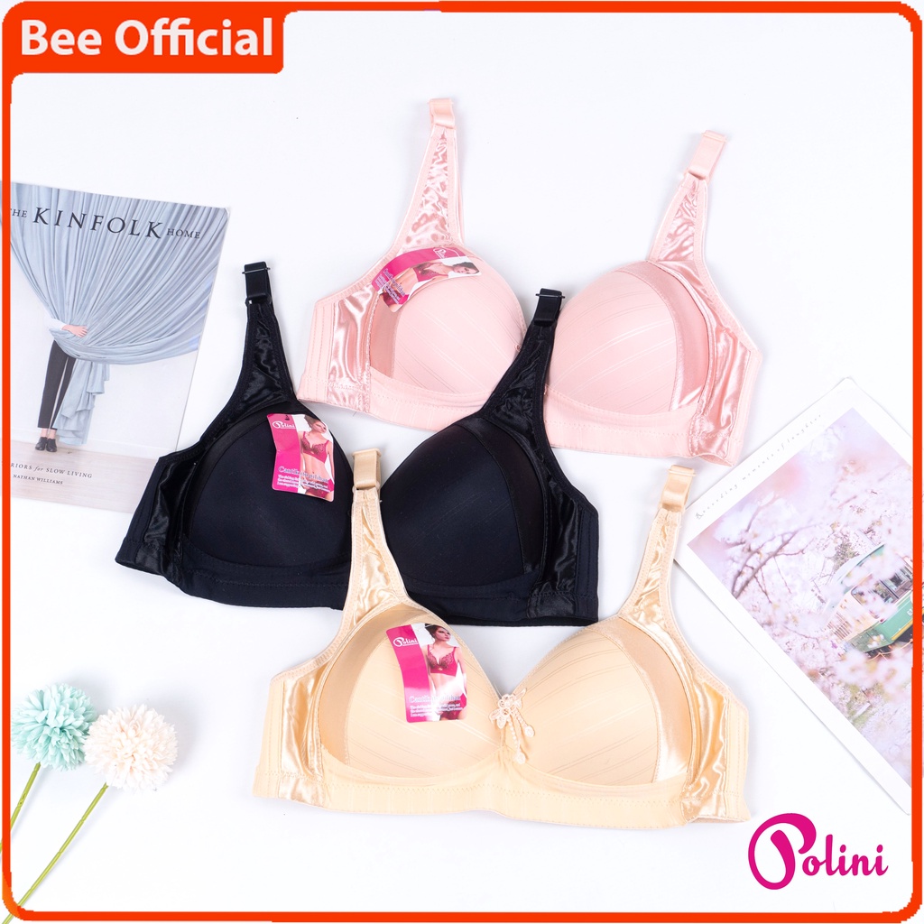 BEE - Bra Wanita Tanpa Kawat Size Besar Bh Kait 3 Pakaian Dalam G612 Polini