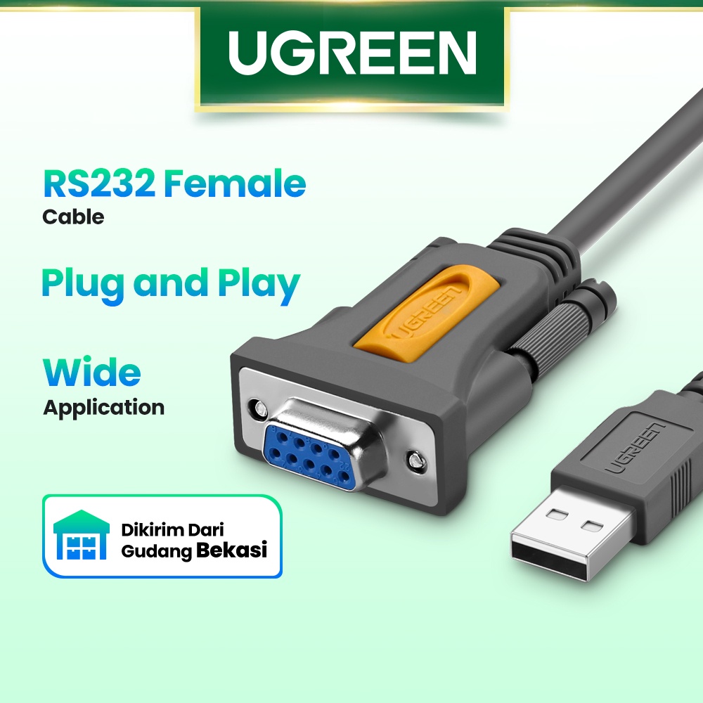 【Stok Produk di Indonesia】Ugreen Kabel Adapter Converter USB to RS232 DB9 Panjang 1.5m