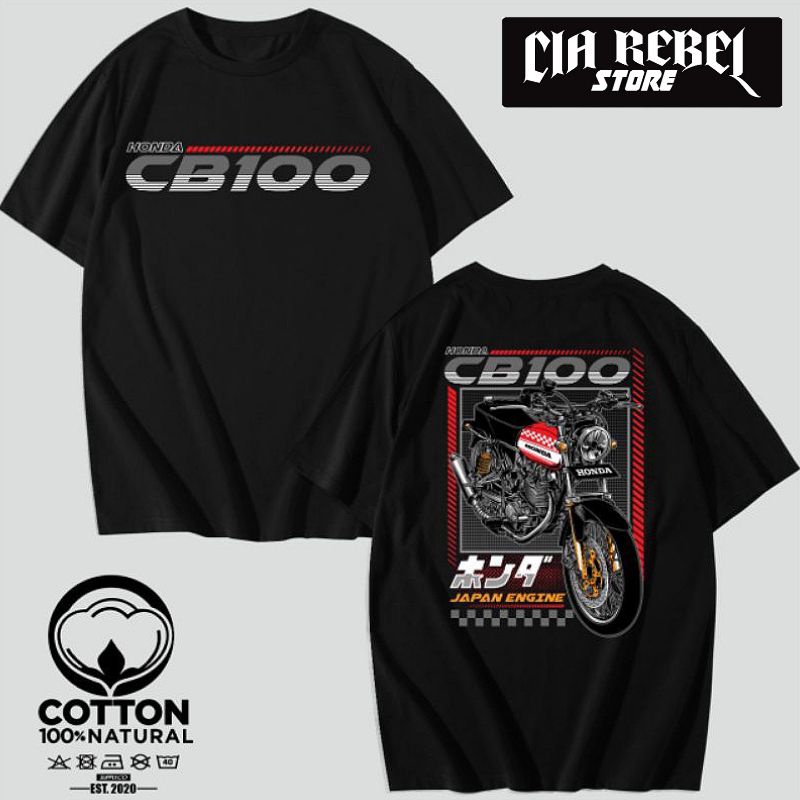 Kaos Baju Otomotif Honda CB100 Klasik Japan Engine - Cia Rebel
