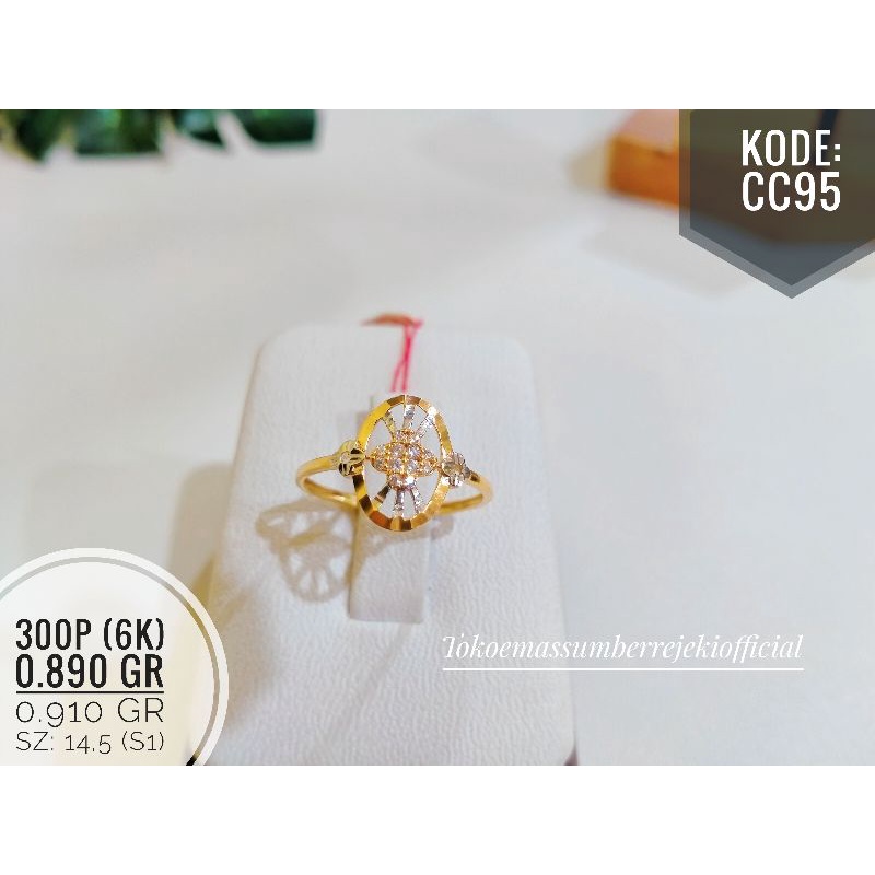 x6* Cincin padat permata motif daun 375 size 15/Cincin padat 8k /cincin/cincin 375 / cincin 8k / cin