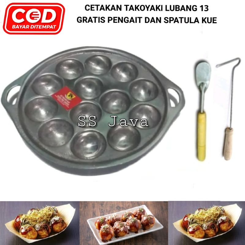 Cetakan takoyaki / cetakan baklor cilor maklor  / cetakan telor bulat lubang 13 gratis pengait dan s