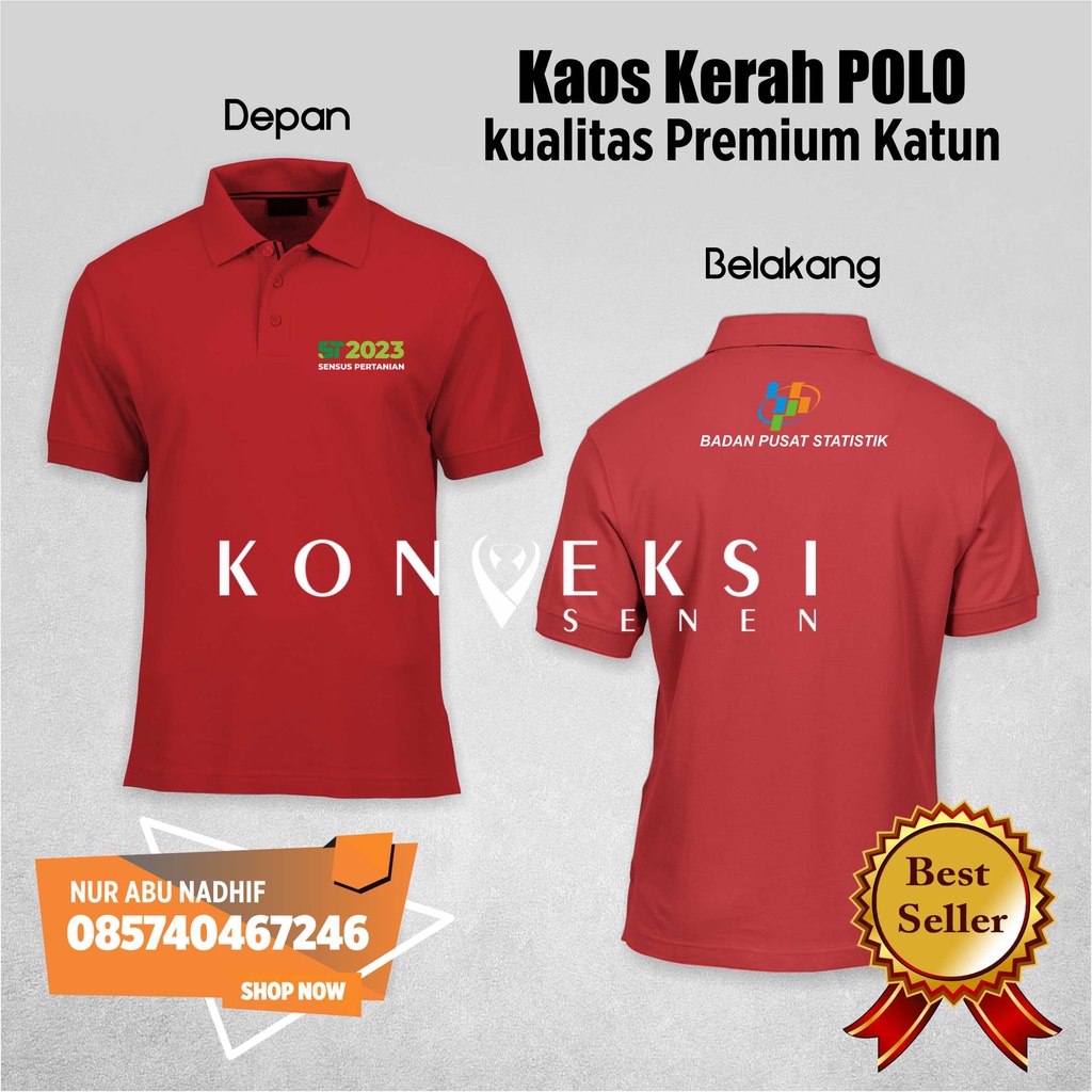 KAOS POLO SHIRT BPS BADAN PUSAT STATISTIK SENSUS PERTANIAN  KAOS POLO TSHIRT - Kaos BPS - Baju BPS