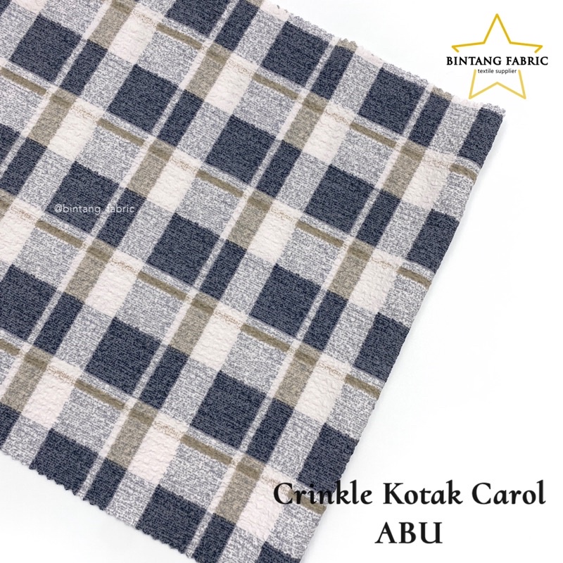 RK Bahan Kain Crinkle Motif Kotak Carol 0,5 meter