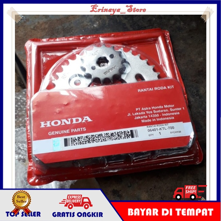 ORIGINAL AHM Gearset Gir Gear Set Paket Rantai Roda Kit Motor Honda Supra Fit New Baru KTL Original 