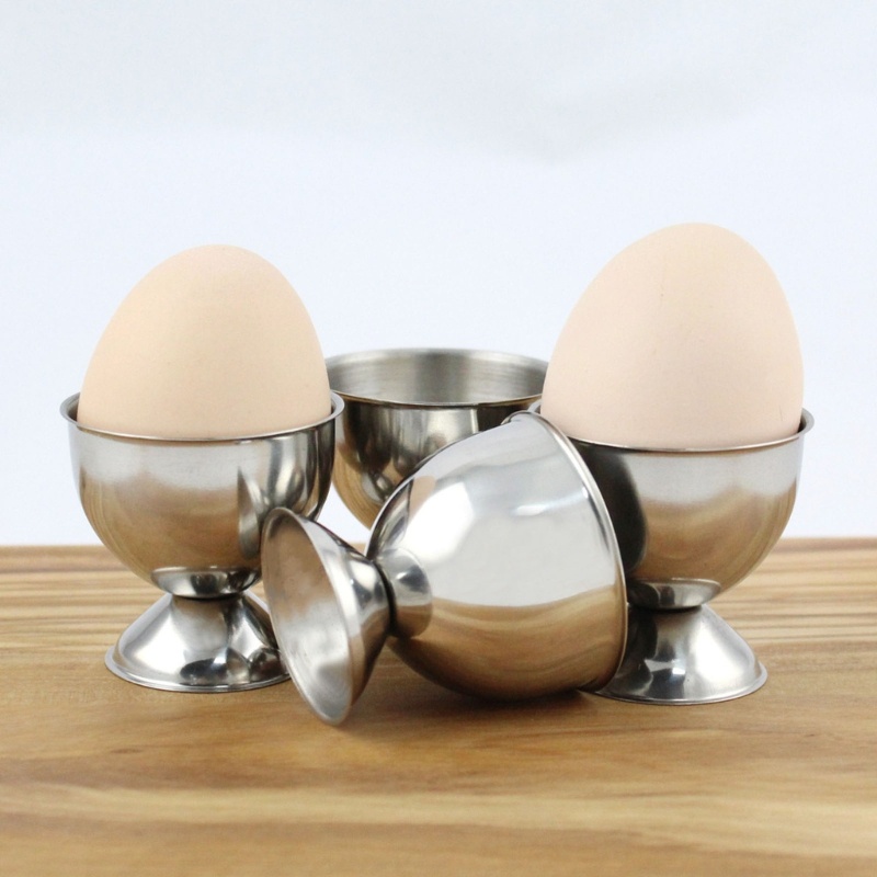 Set Holder Telur Rebus Bahan Stainless Steel Dengan 4 Cup