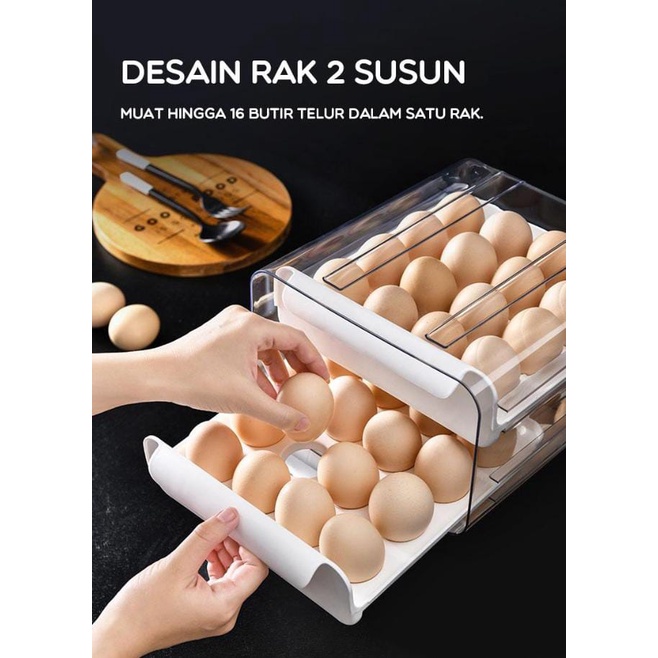 RAK TELOR SAMONO SSB32 Storage Box 2 Layers Egg Box 32 Butir Praktis