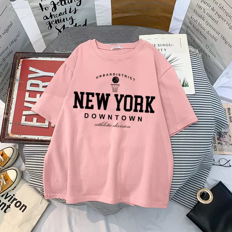 Kaos New York Downtown Wanita Import Atasan Dewasa New York City Oversize Jumbo T-shirt Oversize Wanita Lengan Panjang Kaos Wanita Lengan Pendek Kekinian 2022 Kaos Distro Wanita Oversize Tebal Kaos Cewek Distro Premium Termurah T shirt Wanita Murah Ori