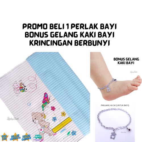 PROMO Gratis Gelang kaki Krincingan Berbunyi Bayi Baja Putih 16 Cm Perlak Bayi Alas Ompol Tidur Bayi Empuk Anti Air Waterproof Perlak Murah Ukuran 65x55 Cm Aneka Warna - Lovelybutik