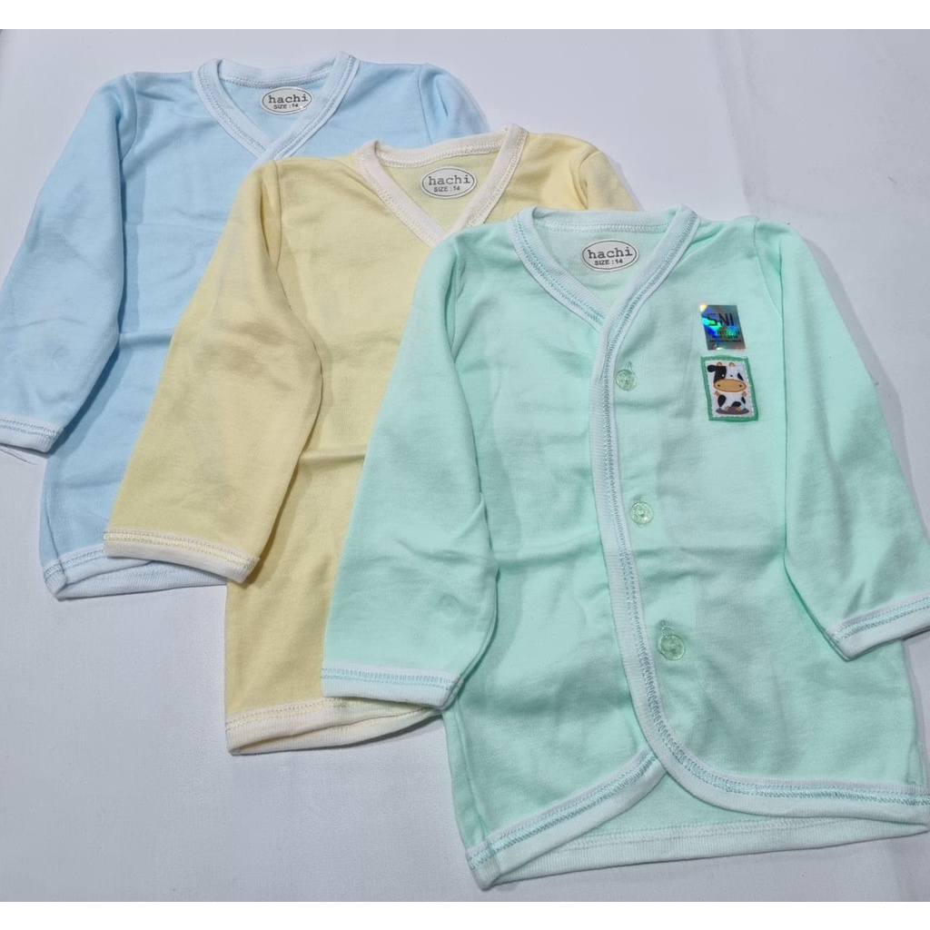 Hachi Baju Panjang Kancing Depan Warna / Putih (3 pcs )