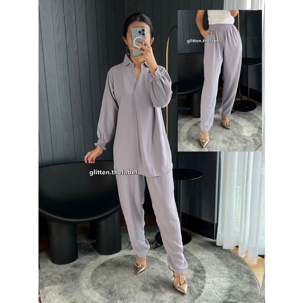 Premium Crinkle Pencil Pants / Celana Panjang Pensil Crinkle Airflow / Kemeja Crinkle Airflow Premium blouse / Atasan bawahan wanita crinkle hijab  / celana panjang pensil bahan crinkle / crinkle pencil pants / crinkle blouse kemeja / SET atasan bawahan